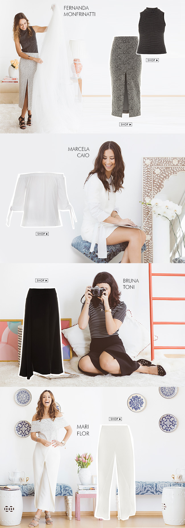 editorial dia das mulheres ilove ecommerce com looks artsy brasil à venda no gallerist blog & shop bruna toni fernanda monfrinatti, mari flor