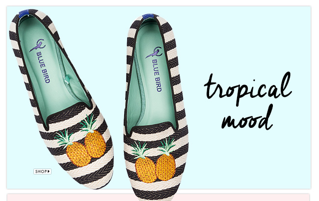 loafer listras preto e branco abacaxi blue bird verão 2016