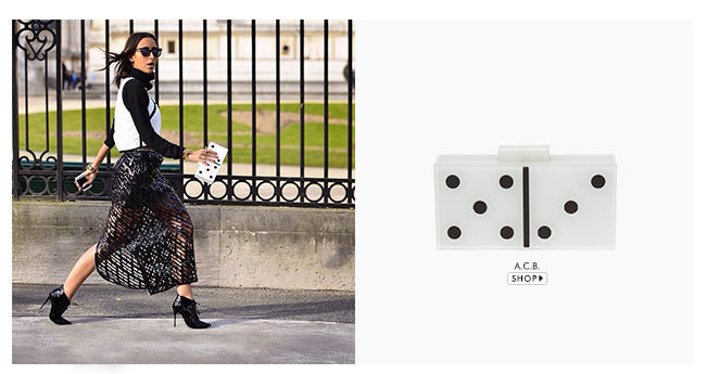 Francesca Monfrinatti clutch dominó A.C.B