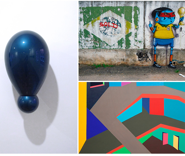 obras de artistas como Cranio e Hugo Mendes, que participam da Feira PARTE 2015 no Paço das Artes, em São Paulo