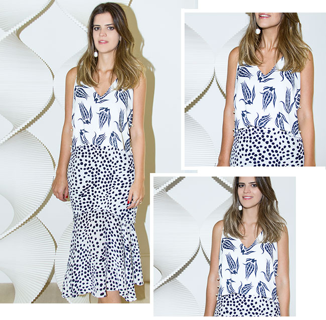 look da sister carol cassou com mix de estampas e top cris barros e saia cruise disponíveis no gallerist