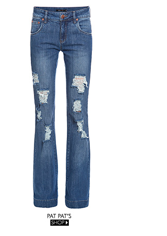 calça jeans flare destroyed disponível para compra no gallerist