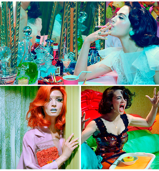 imagens que fazem parte da exposição A Dazzling Beauty, do fotógrafo inglês Miles Aldridge, na Oca em São Paulo