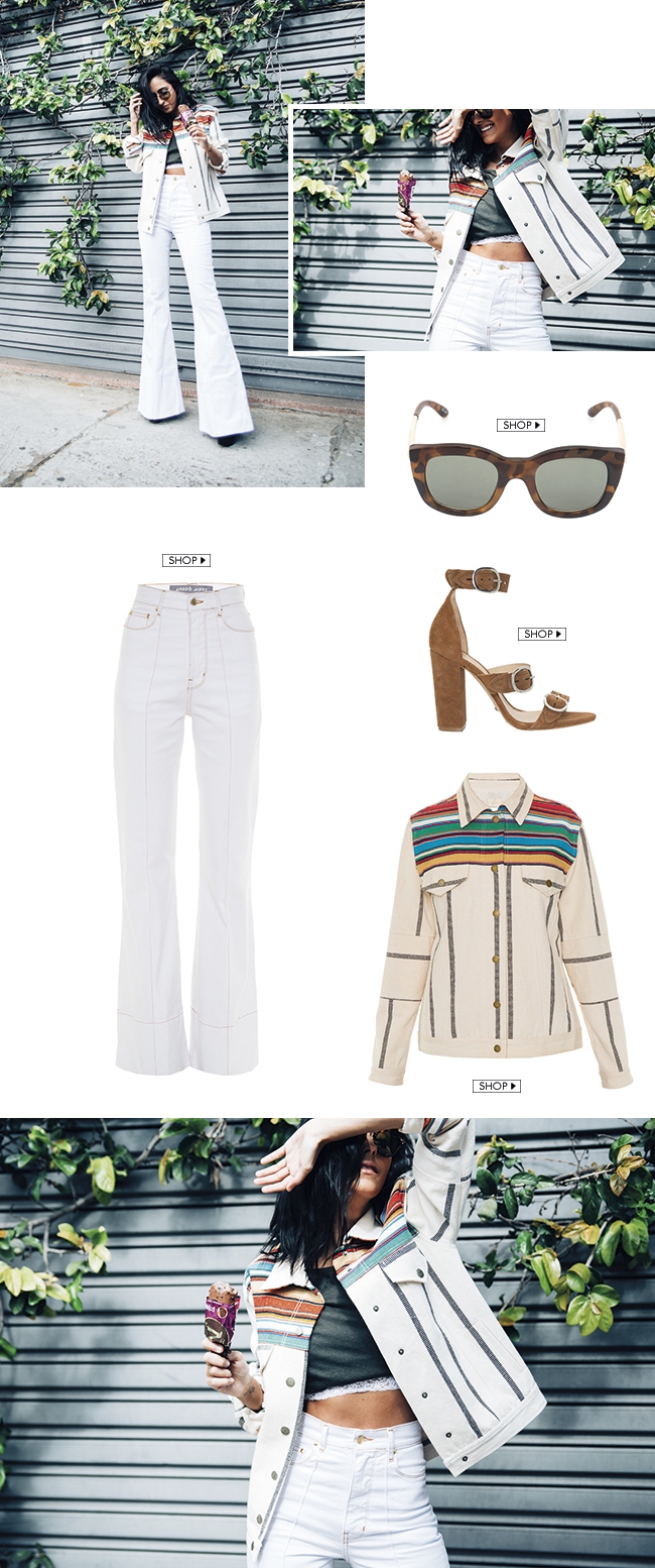 francesca monfrinatti veste calça flare amapô e jaqueta cris barros à venda no gallerist blog & shop