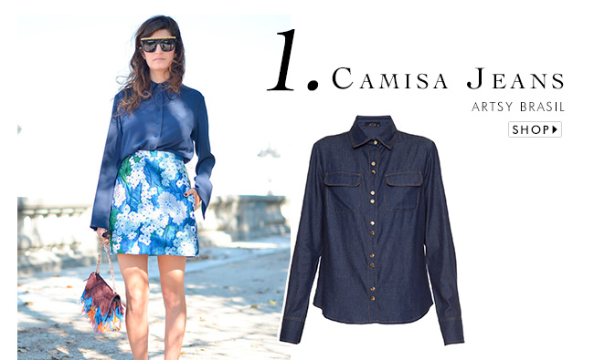 inspiração look com camisa jeans street style semana de moda de paris 