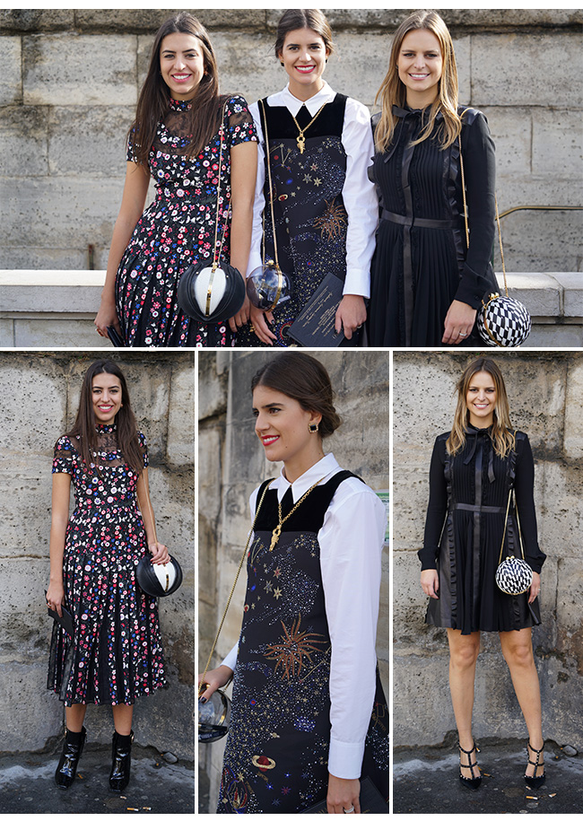 amanda cassou, mariana cassou e fernanda cassou com looks valentino em paris antes do desfile de verão 2016 da grife italiana