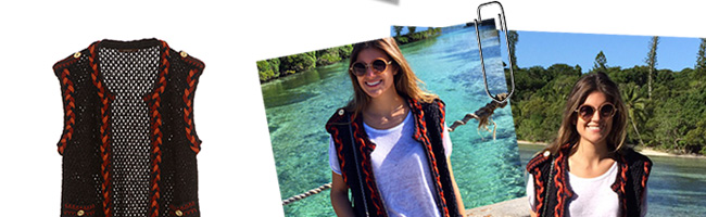 Mari Cassou utilizando look usado em sua viagem à Noa Caledônia.
