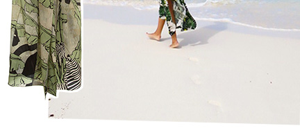 Mari Cassou utilizando look usado em sua viagem à Noa Caledônia.