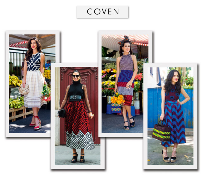 Luiza Sobral, Amanda Cassou, Joana Nolasco e Gisela Pecego com looks Coven, disponíveis no Gallerist