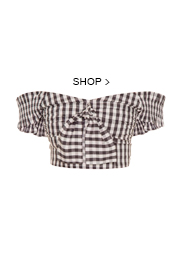 Top Cropped Vichy Black&White