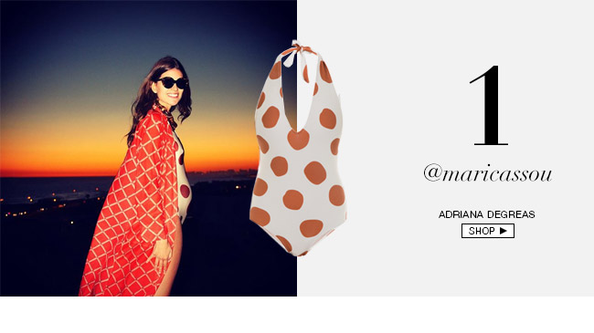 Mariana Cassou com maiô de poás Adriana Degreas no insta-shop Gallerist