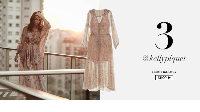 Kelly Piquet com vestido Cris Barros no insta-shop Gallerist