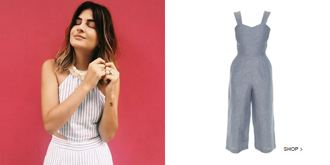 Designer Lu Botto usando macacão feminino vendido no Gallerist