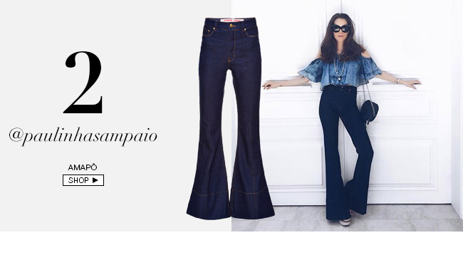 Amapô paulinha sampaio veste calça flare de cintura alta Amapô à venda no Gallerist