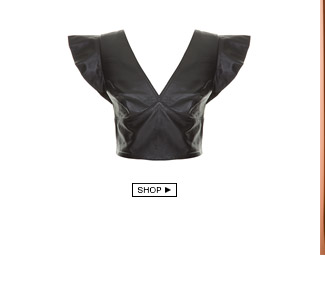 Blusa Alça Babado Couro Preto Cruise+Gallerist