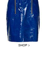 Saia Bolsos Couro Azul