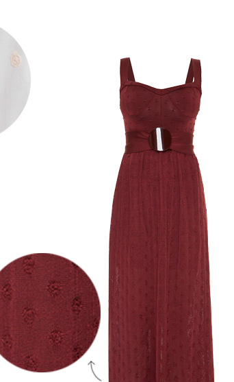 Vestido Bolinha Relevo Midi